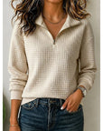 Helvano | Strukturierter Damen-Pullover mit Viertelzip
