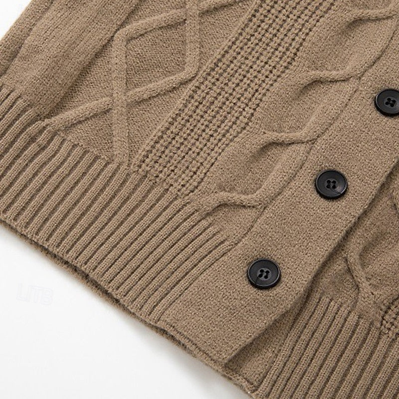 Helvano | Zopfstrick-Cardigan mit Schalkragen für Herren