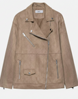 Helvano | Damen Bikerjacke aus Veloursleder in Khaki