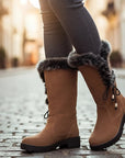 Helvano | Kniehohe Winterstiefel mit Plüschrand für Damen