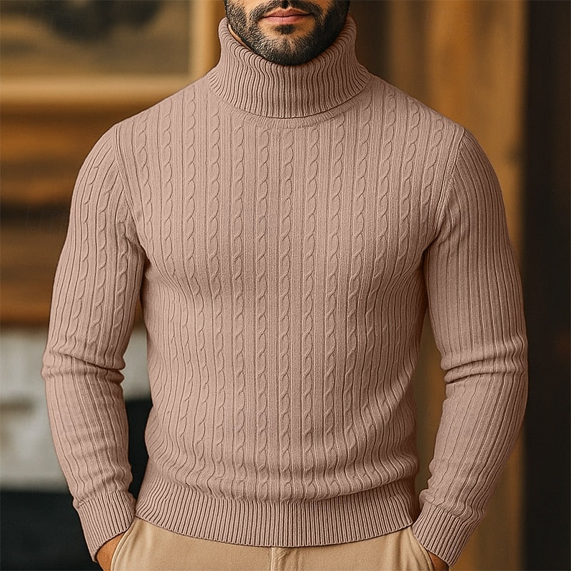 Helvano | Rollkragenpullover mit Zopfmuster für Herren