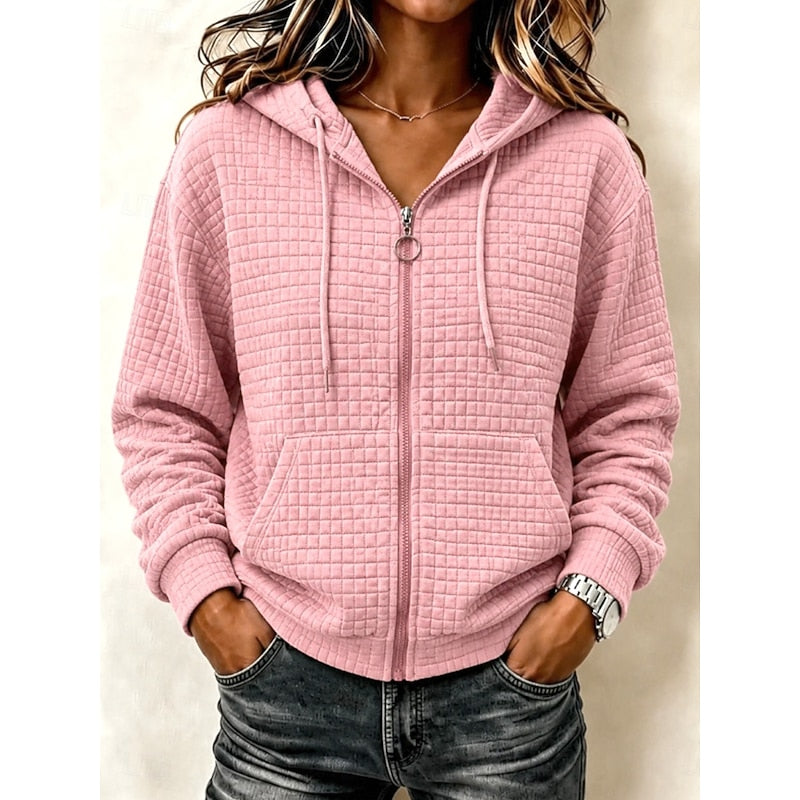 Helvano | Strukturierter Zip-Hoodie für Damen