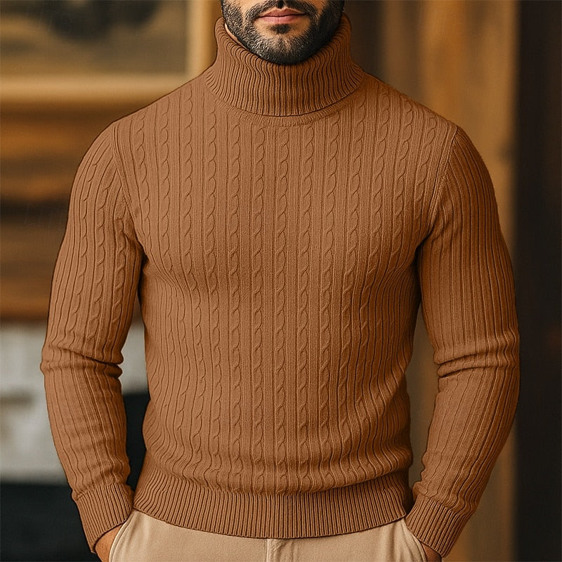 Helvano | Rollkragenpullover mit Zopfmuster für Herren