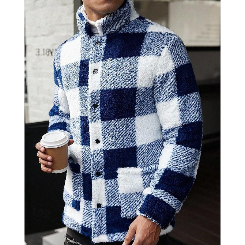 Helvano | Karierte Herrenjacke mit Stehkragen