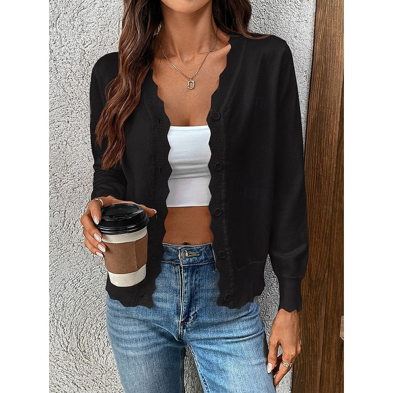 Helvano | Strickjacke mit Wellenkante für Damen