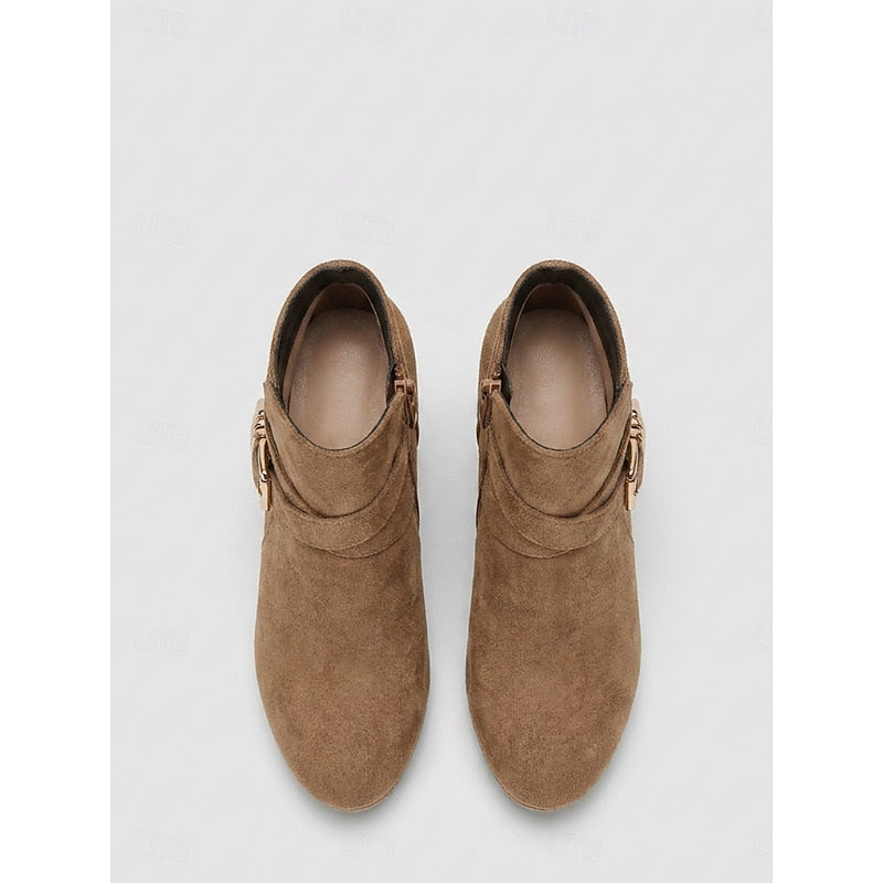 Helvano | Damen Stiefeletten mit Blockabsatz und Schnalle