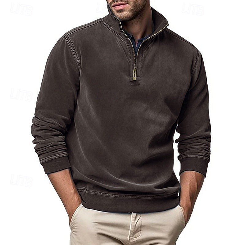Helvano | Troyer-Sweatshirt mit Stehkragen für Herren