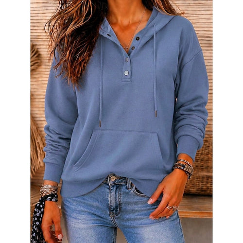 Helvano | Lockerer Damen-Hoodie mit Knopfleiste