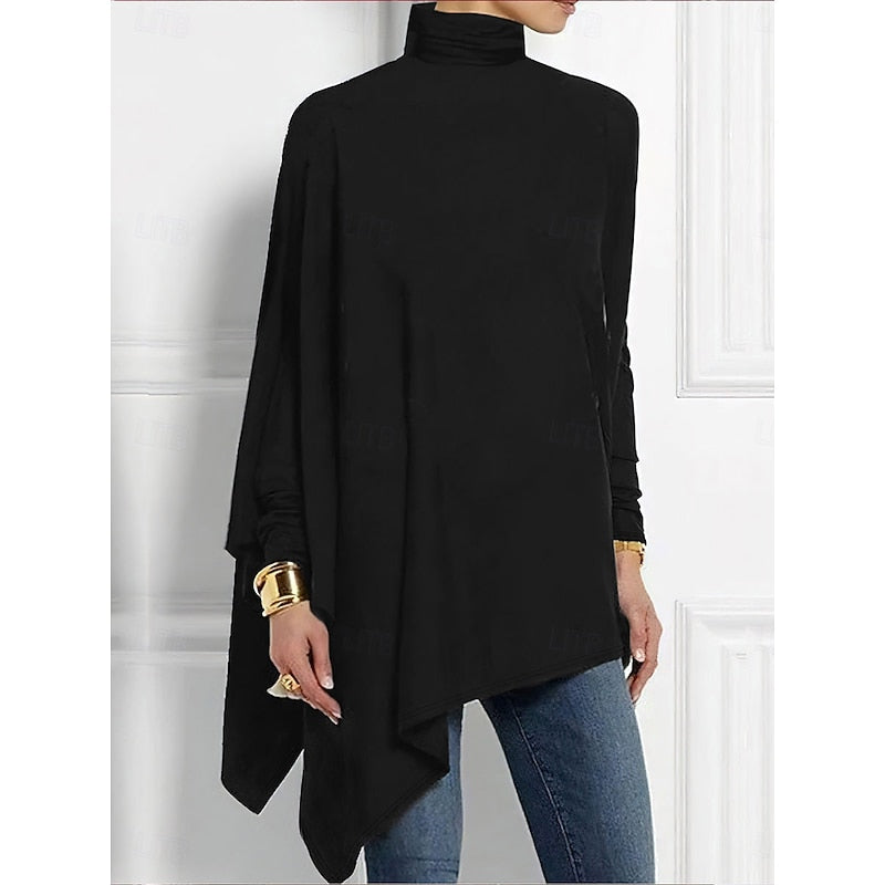Helvano | Drapiertes asymmetrisches Rollkragentop für Damen