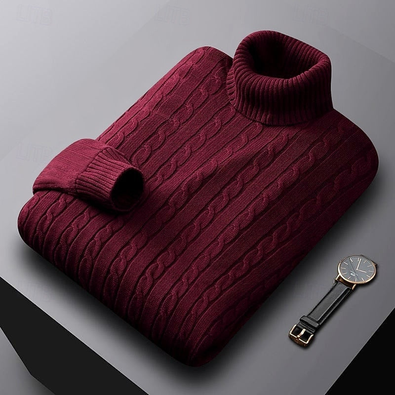 Helvano | Zopfstrick-Rollkragenpullover für Herren