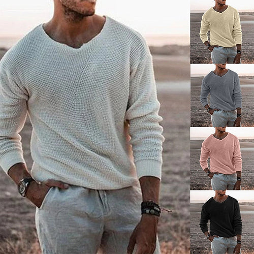 Helvano | Strukturierter Herren-Pullover mit V-Ausschnitt
