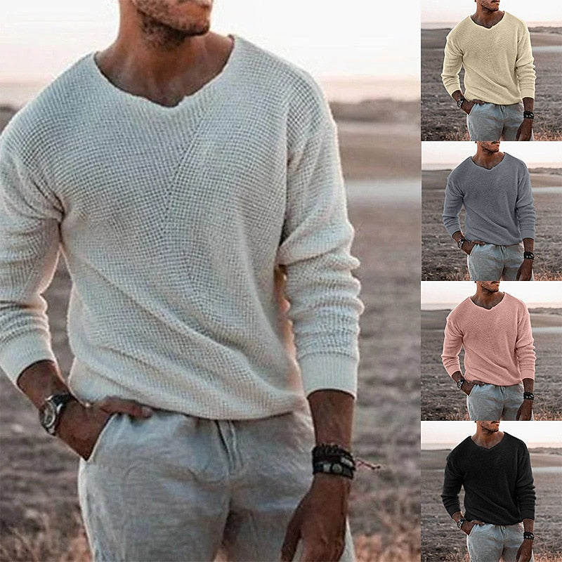 Helvano | Strukturierter Herren-Pullover mit V-Ausschnitt