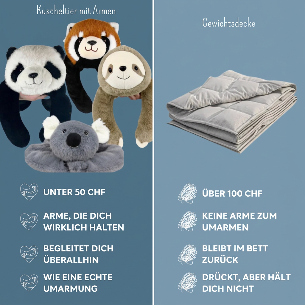 Kuscheltier mit Armen vs. Gewichtsdecke Vergleich