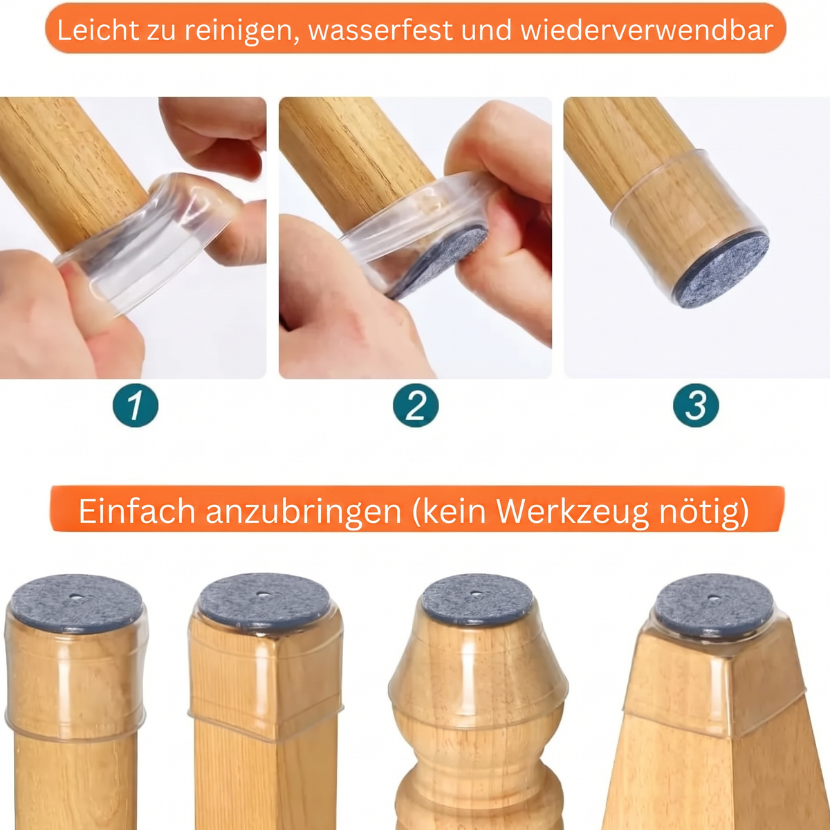 Einfach anzubringen in 3 Schritten – kein Werkzeug nötig