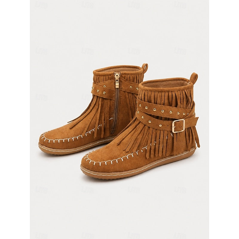 Helvano | Mokassin-Stiefeletten mit Fransen für Damen