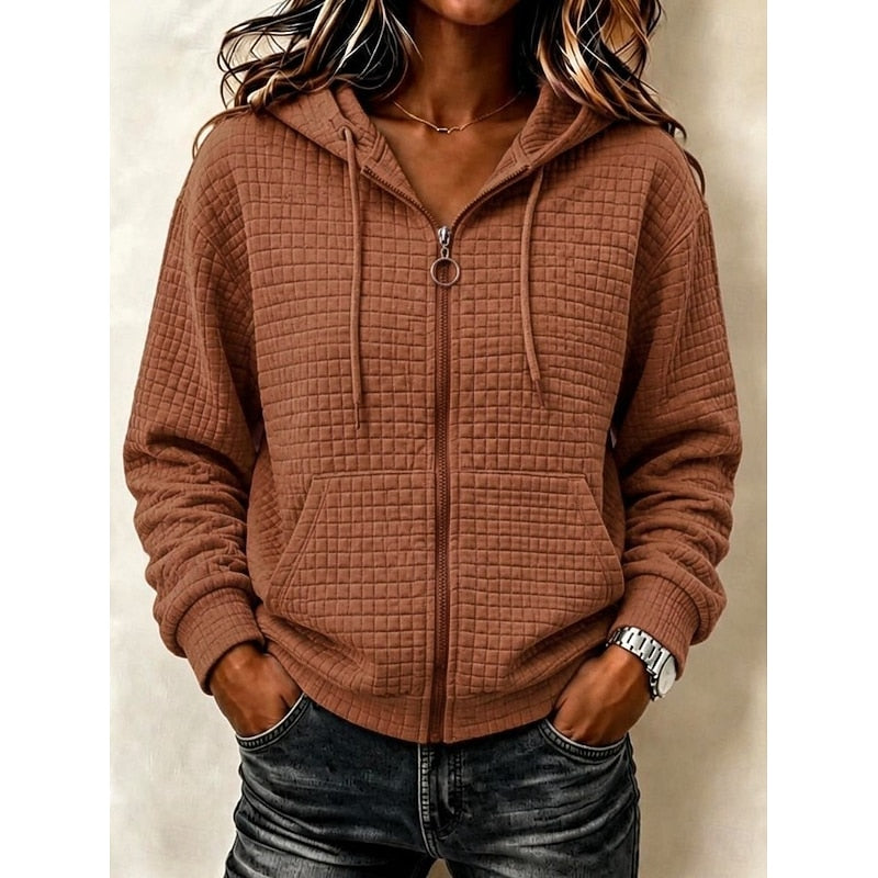 Helvano | Strukturierter Zip-Hoodie für Damen