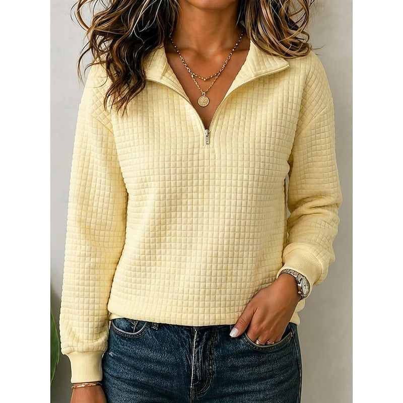 Helvano | Strukturierter Damen-Pullover mit Viertelzip