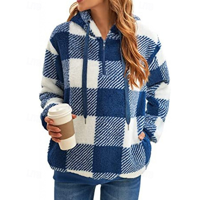 Helvano | Karierter Hoodie mit Half-Zip