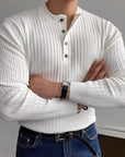 Helvano | Gerippter Henley-Pullover für Herren