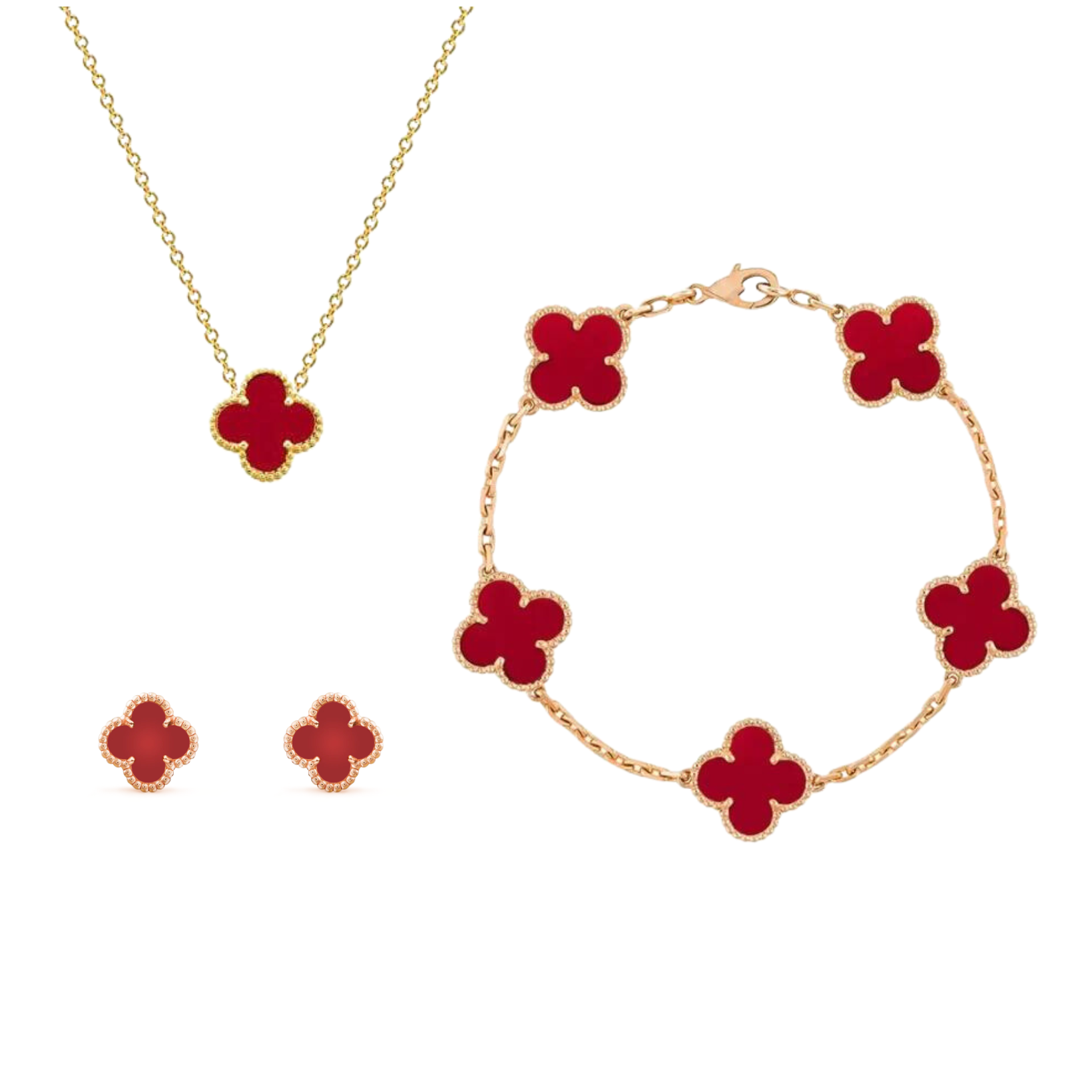 Helvano | Kleeblatt-Schmuckset in Gold &amp; Perlmutt