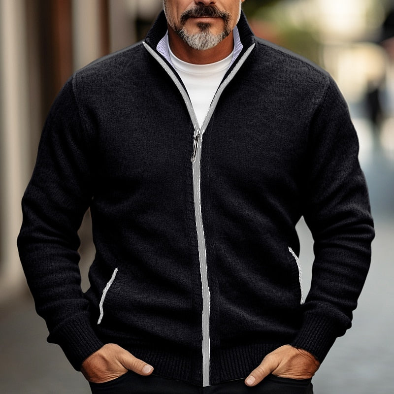 Helvano | Strickjacke mit Stehkragen &amp; Reissverschluss für Herren