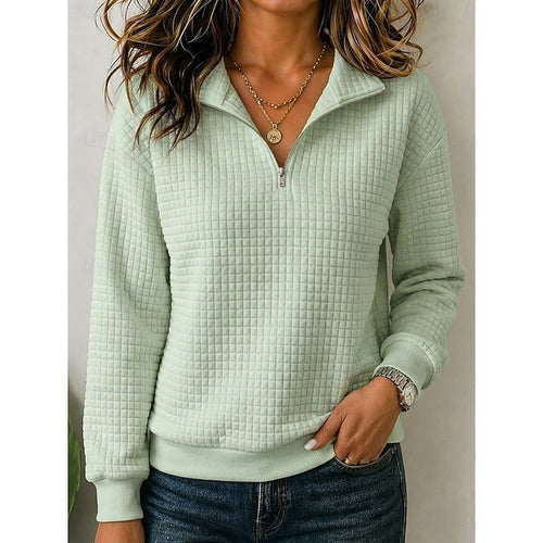 Helvano | Strukturierter Damen-Pullover mit Viertelzip