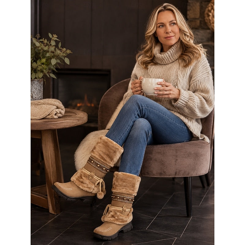 Helvano | Wadenhohe Boho-Winterstiefel für Damen
