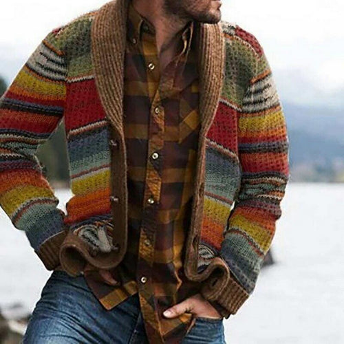 Helvano | Karierte Vintage-Strickjacke für Herren