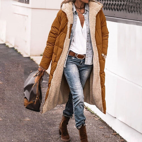 Helvano | Wendbare lange Pufferjacke mit Kapuze für Damen