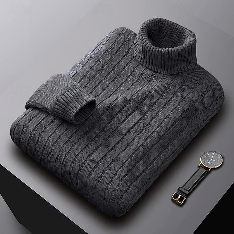 Helvano | Zopfstrick-Rollkragenpullover für Herren