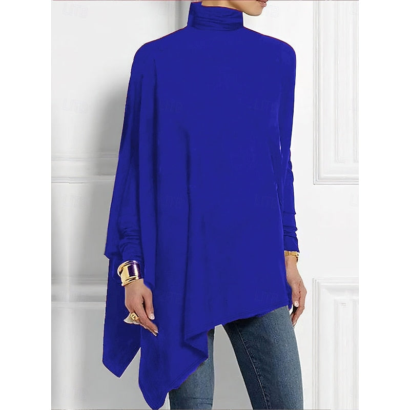Helvano | Drapiertes asymmetrisches Rollkragentop für Damen