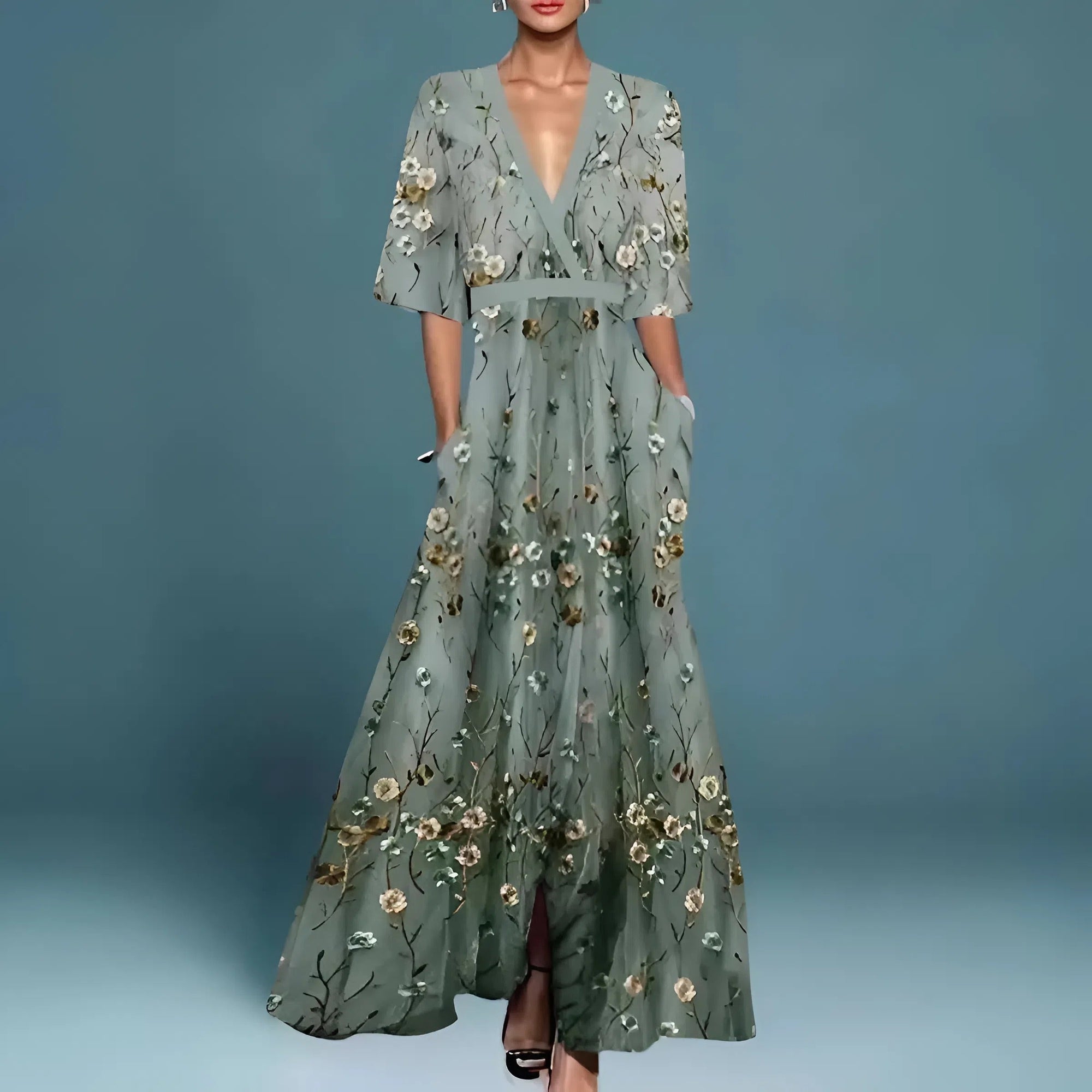 Helvano | Geblümtes Kleid mit V-Ausschnitt für Damen