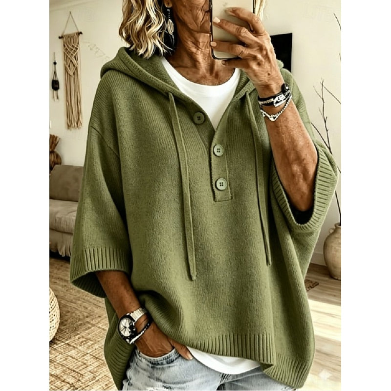 Helvano | Lockerer Strickpullover mit Kapuze für Damen