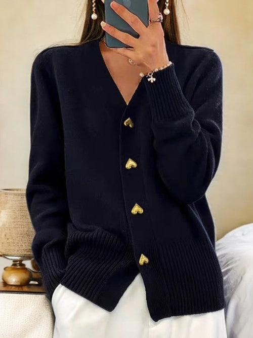 Helvano | Strickjacke mit Herzknöpfen für Damen