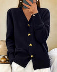 Helvano | Strickjacke mit Herzknöpfen für Damen
