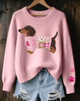 Helvano | Strickpullover mit Dackel-Motiv für Damen