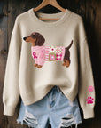 Helvano | Strickpullover mit Dackel-Motiv für Damen