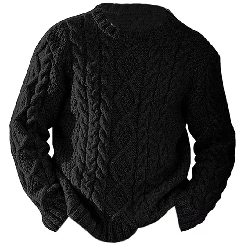 Helvano | Zopfstrick-Pullover mit Rundhals für Herren