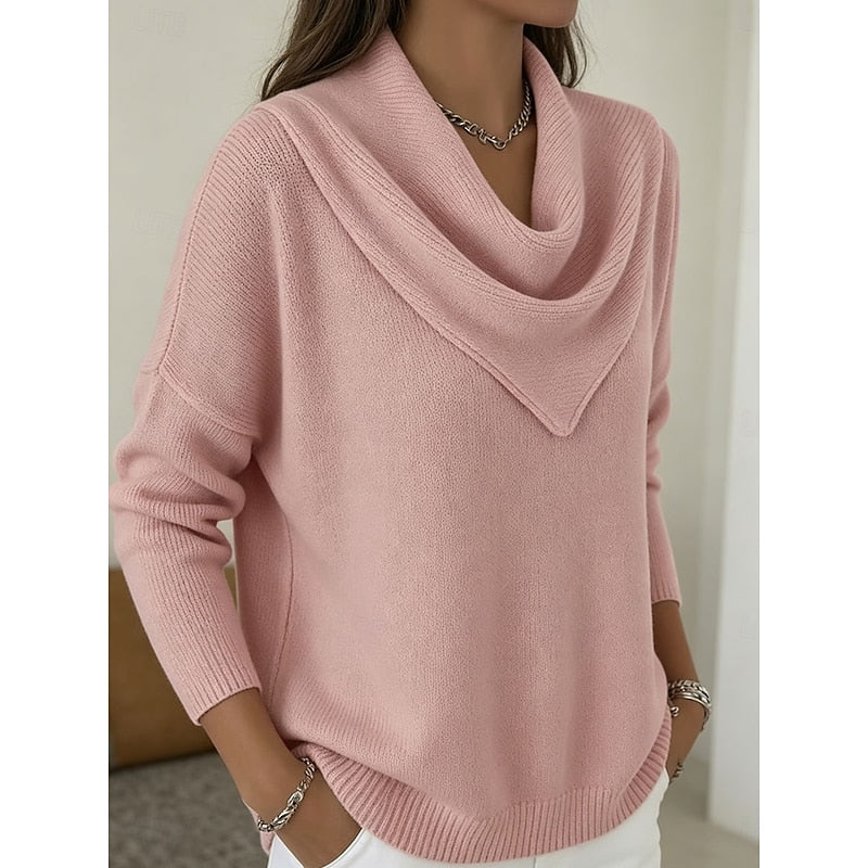 Helvano | Damen Strickpullover mit Wasserfallkragen