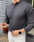 Helvano | Gerippter Henley-Pullover für Herren