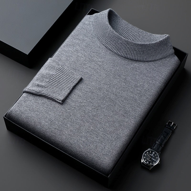 Helvano | Gerippter Stehkragenpullover für Herren