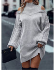 Helvano | Cold-Shoulder Rollkragen-Strickkleid für Damen