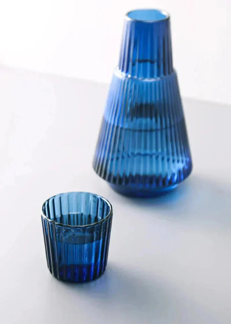 Helvano | Karaffe mit Glas – strukturiertes Glas-Set