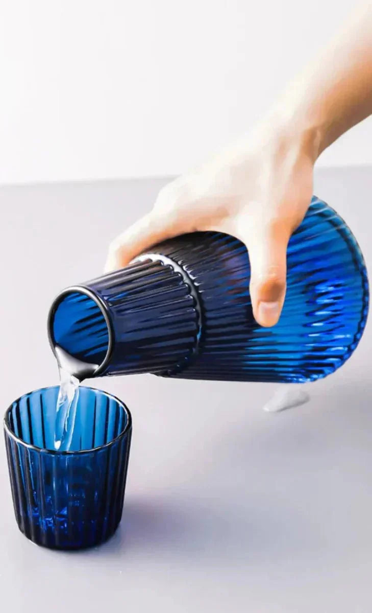 Helvano | Karaffe mit Glas – strukturiertes Glas-Set