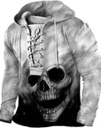 Helvano | Herren Hoodie mit Schnürung und Totenkopf-Print