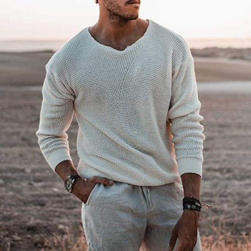 Helvano | Strukturierter Herren-Pullover mit V-Ausschnitt