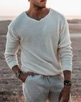 Helvano | Strukturierter Herren-Pullover mit V-Ausschnitt