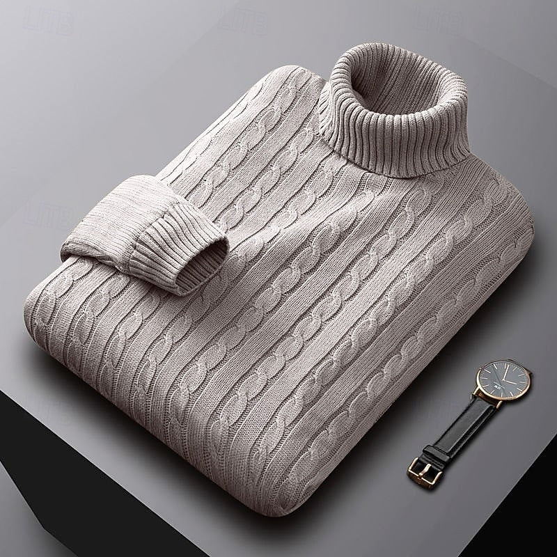 Helvano | Zopfstrick-Rollkragenpullover für Herren