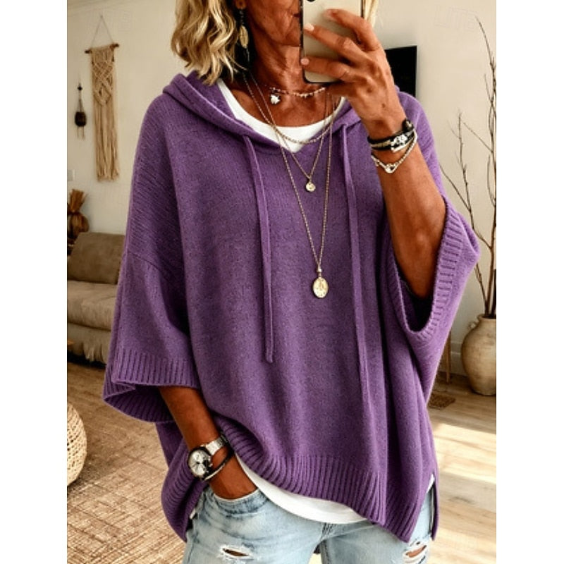 Helvano | Lockerer Strick-Kapuzenpullover für Damen