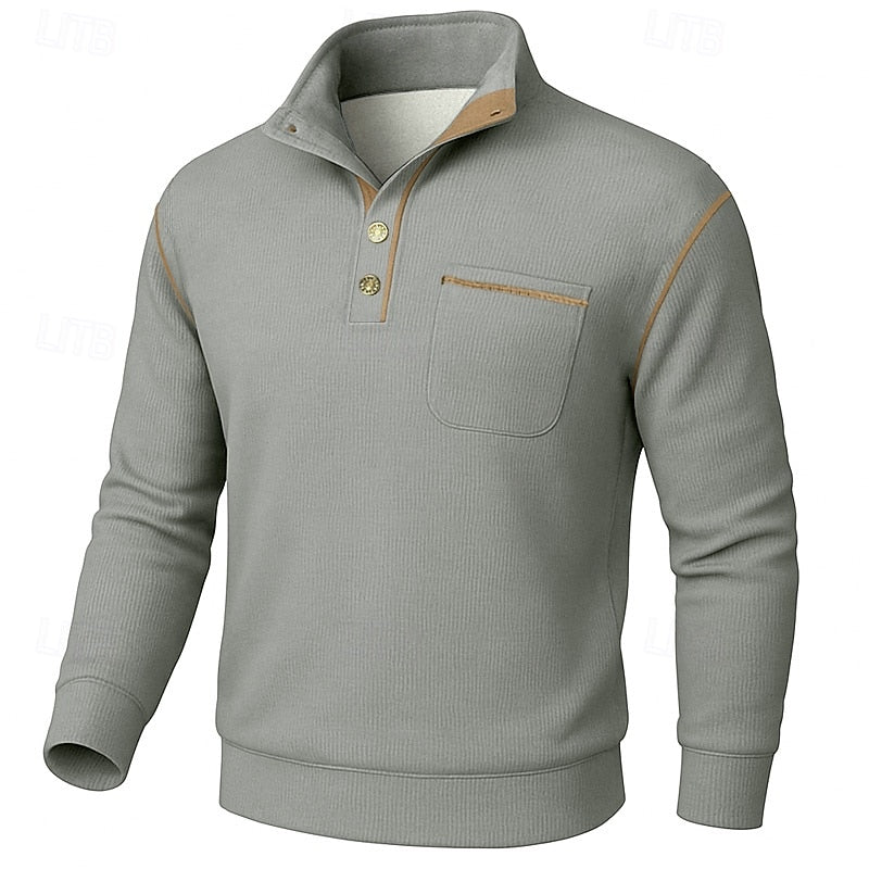 Helvano | Strukturierter Herren-Pullover mit Knopfleiste